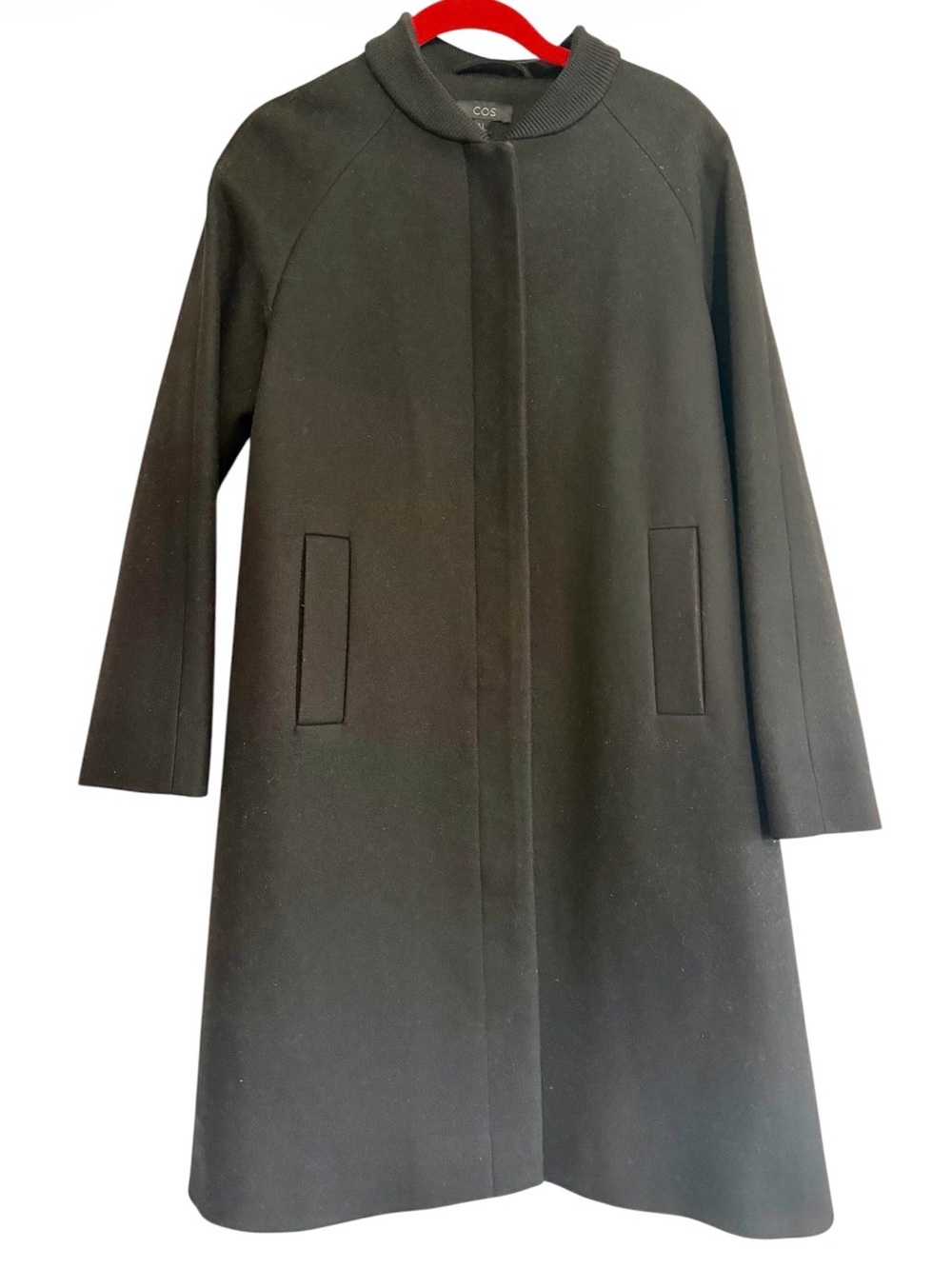 COS Wool Blend Button Front Women’s Black Swing Coat Sz 4